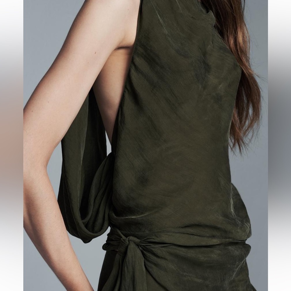 Zara Olive One Shoulder Top